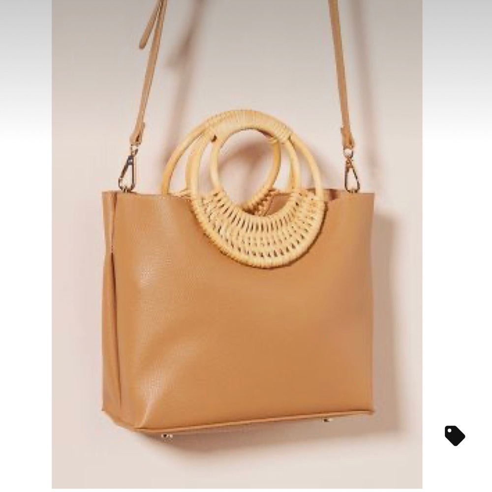 Anthropologie Rattan Ring Handle Crossbody Bag